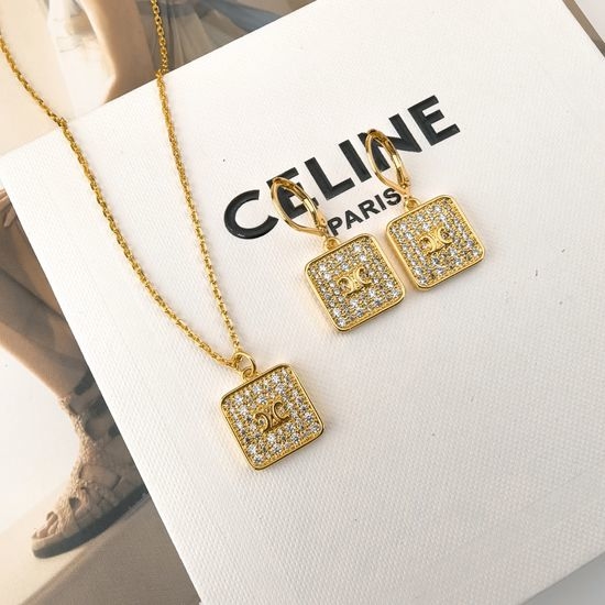 Celine Minimalist Necklace And Stud Earrings Set