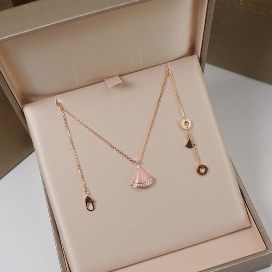 Bvlgari Dainty Inlaid Pendant Necklace