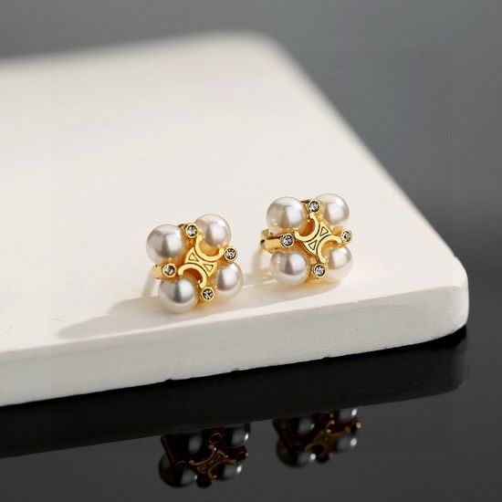Celine Dainty Gold Tone Stud Earrings Classic