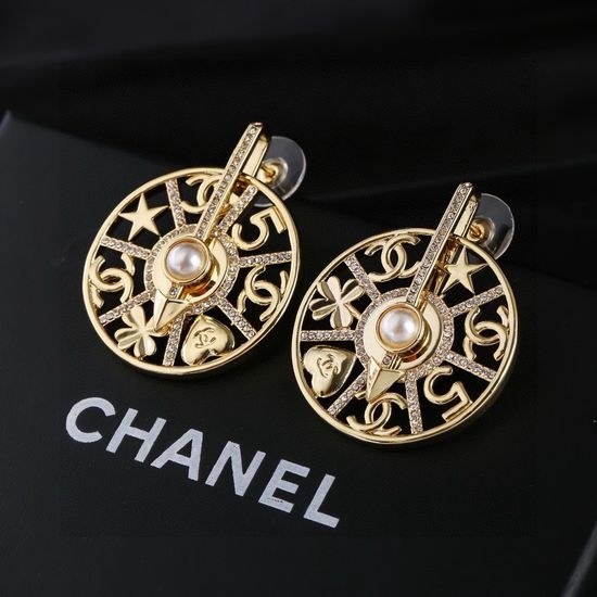 Chanel Windmill Design Classic Logo Earrings