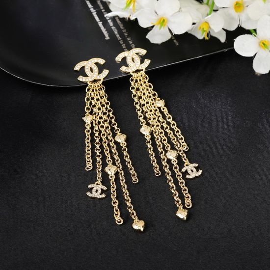 Chanel Elegant Brass Drop Earrings