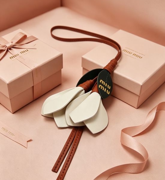 Miu Miu Tulip Leather Bag Charm Key Holder