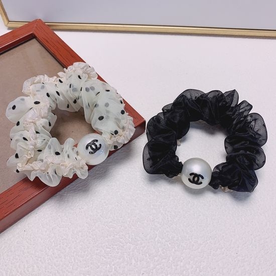 Chanel Polka Dot Organza Hair Scrunchie Single