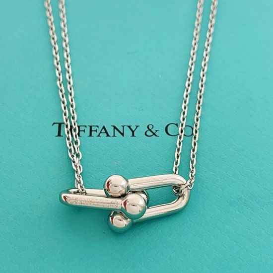 Fendi Polished Double Layer Silver Pendant Necklace