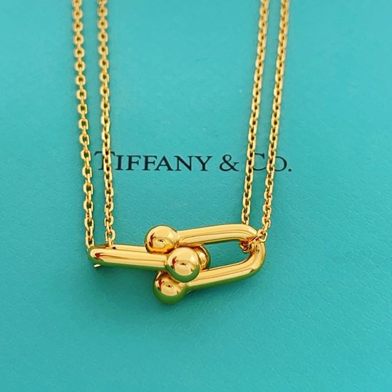 Fendi Polished Double Layer Gold Pendant Necklace