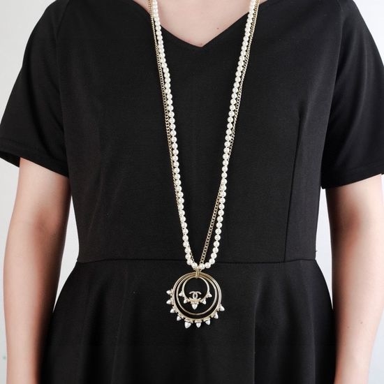 Chanel Long Sweater Necklace Fine Brass Material