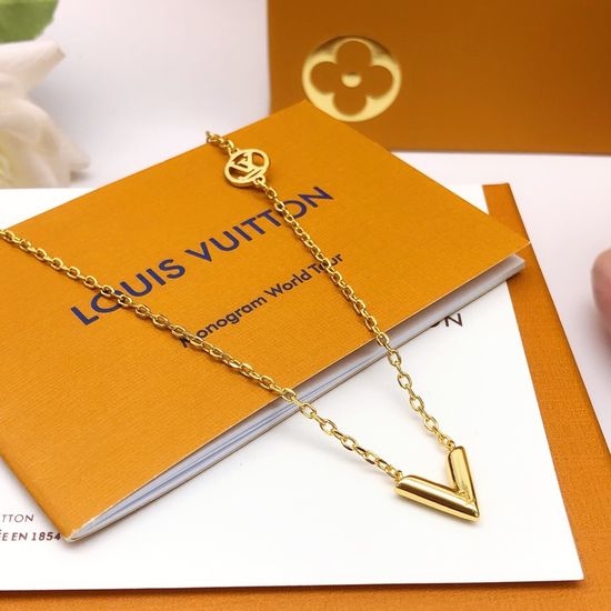 Louis Vuitton LV Polished V-Shaped Pendant Necklace