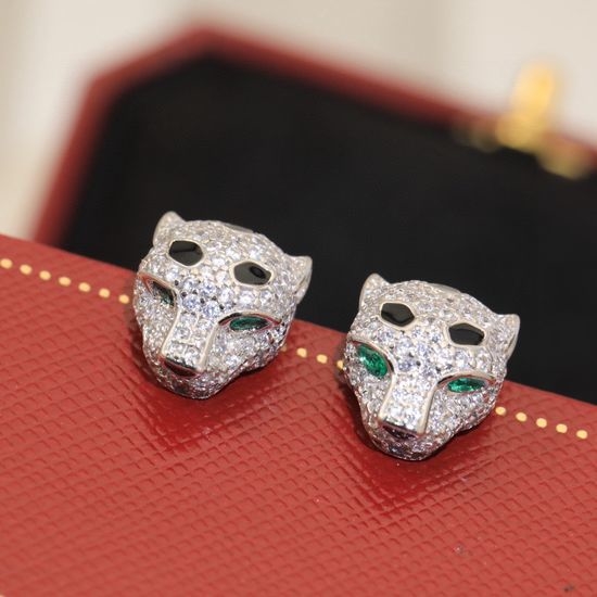 Cartier Leopard Head Earrings with Emerald Accents