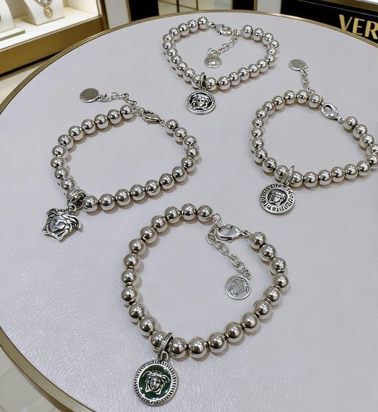 Versace Adjustable Vintage Silver Bracelet with Beads