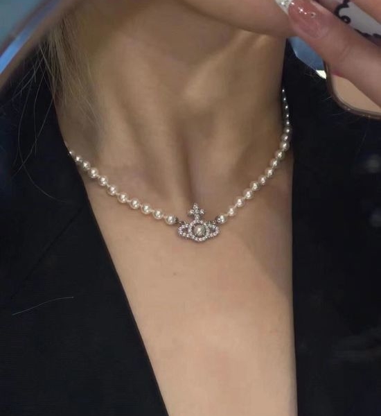 Vivienne Westhood Diamond Saturn Pendant Necklace
