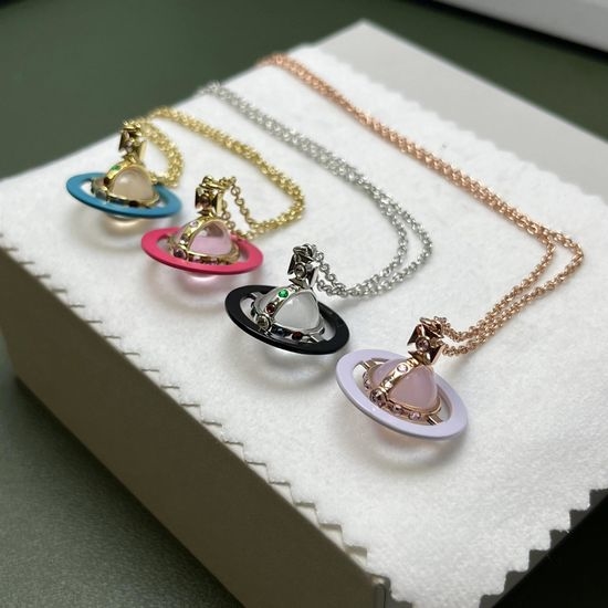 Vivienne Westhood Diamond Saturn Pendant Necklace