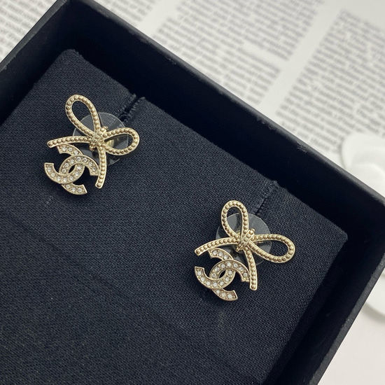 Chanel Chanel Inspired Double C Bow Earrings