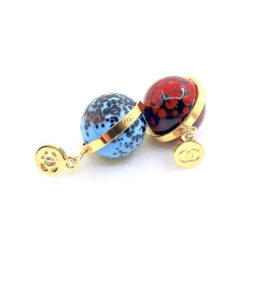 Chanel Colored Glass Ball Earrings