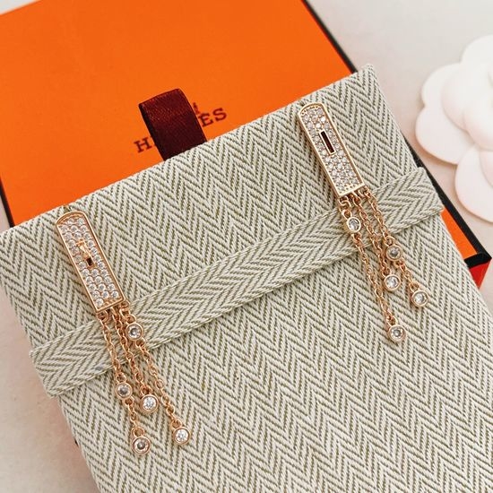 Hermes Rose Gold Tassel Pig Nose Stud Earrings