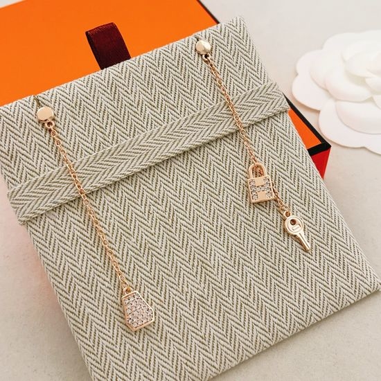 Hermes Rose Gold Tassel Key Stud Earrings