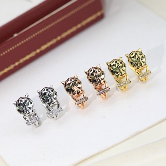 Cartier Leopard Pattern Earrings Silver Needle