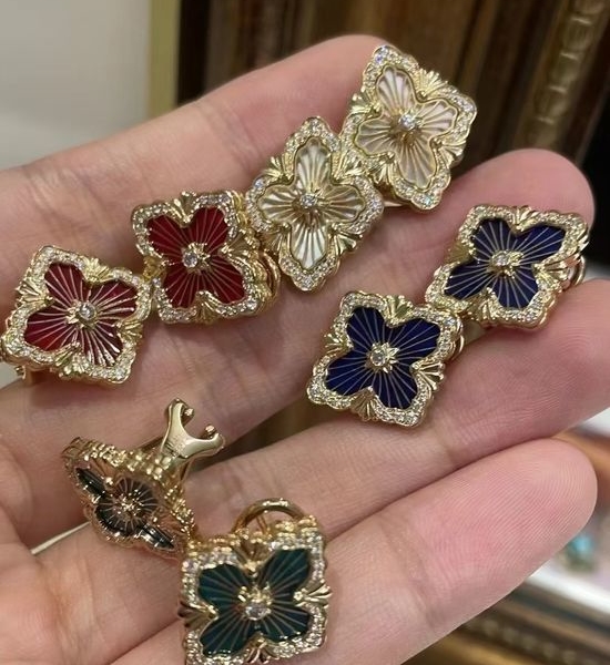 Buccellati Large Diamond Inlaid Theater Earrings