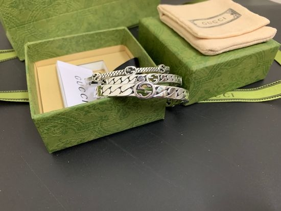 Gucci Interlocking Logo Wide Cuff Bracelet