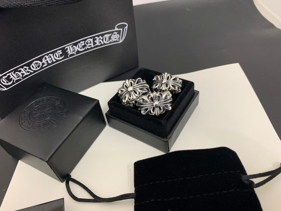 Chrome Hearts Thick Cross Flower Open Ring