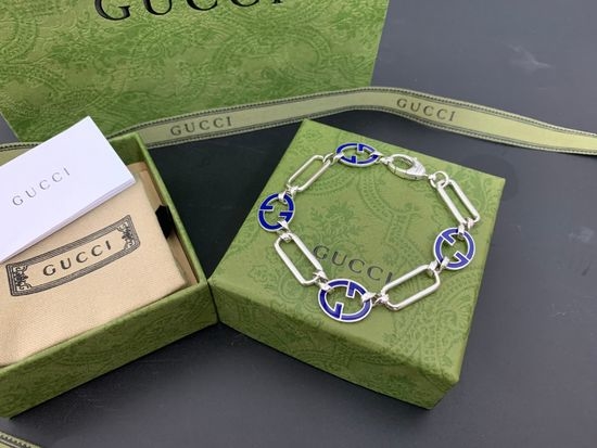 Gucci Blue Enamel Interlocking Bracelet Jewelry