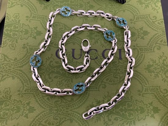 Gucci Enamel Interlocking Pendant Necklace
