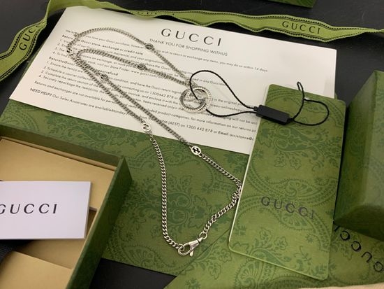 Gucci Interlocking Pattern Pendant Necklace