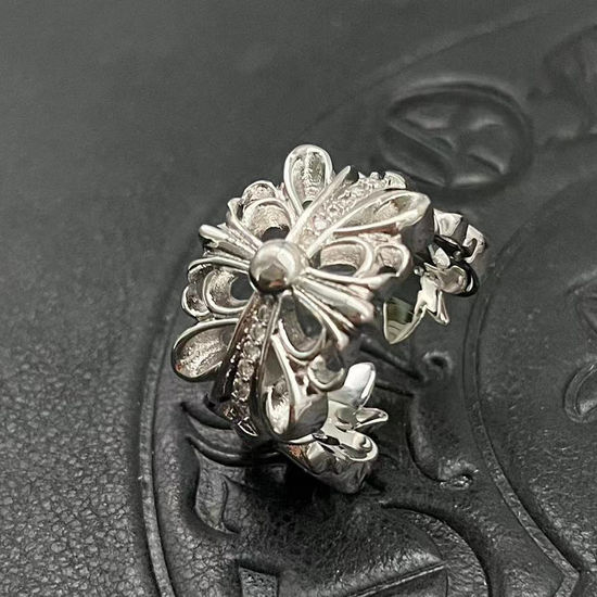 Chrome Hearts Openwork Diamond Inlaid Flower Ring