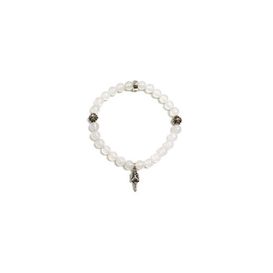 Chrome Hearts White Agate Four Silver Bead Bracelet