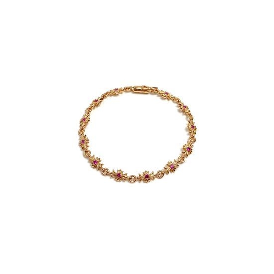 Chrome Hearts Pink Diamond Inlaid Chain Bracelet