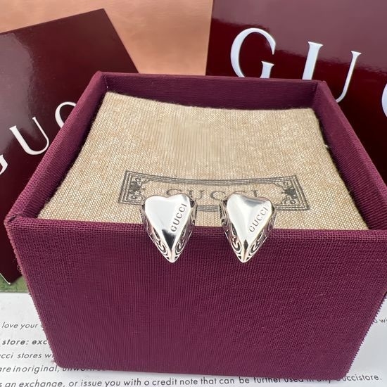 Gucci Patterned Heart Shaped Stud Earrings