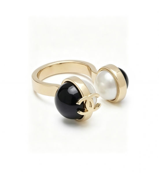 Chanel Two-tone Pearl Open Design Ring