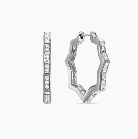 David Yurman Silver Hexagonal Drop Earrings