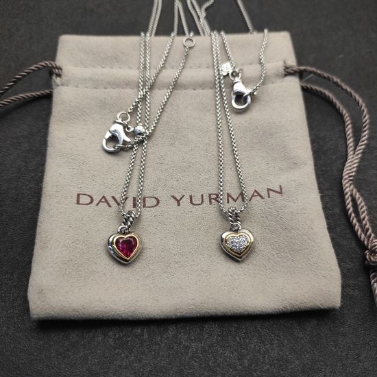 David Yurman Heart Design Crystal Pendant Necklace
