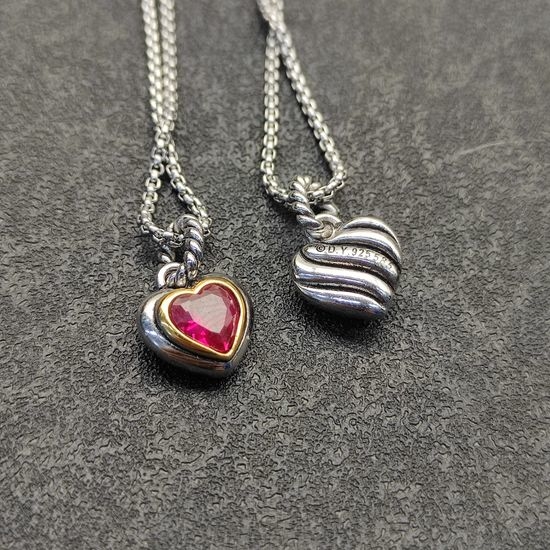 David Yurman Pave Diamond Heart Pendant Necklace
