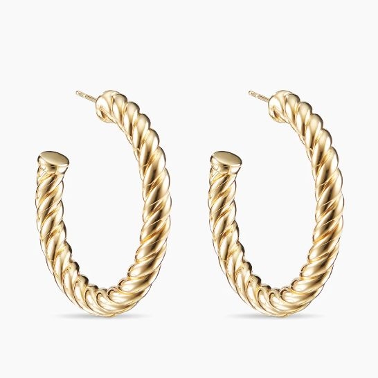 David Yurman Gold Twisted Wire Drop Earrings