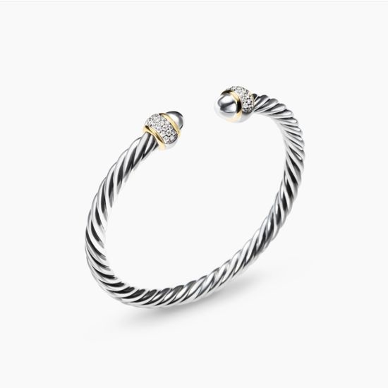 David Yurman Two Tone Full Crystal Paved Bangle