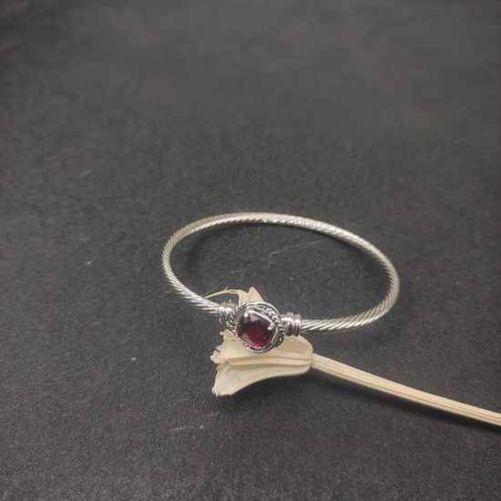 David Yurman Red Diamond Twisted Wire Bangle