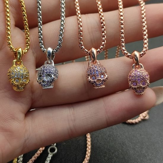 David Yurman Skull Pendant Necklace With Colorful Gemstones