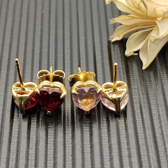 David Yurman 8mm Heart Ruby Morganite Stud Earrings