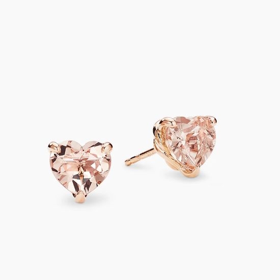 David Yurman Pink Morganite Heart Stud Earrings