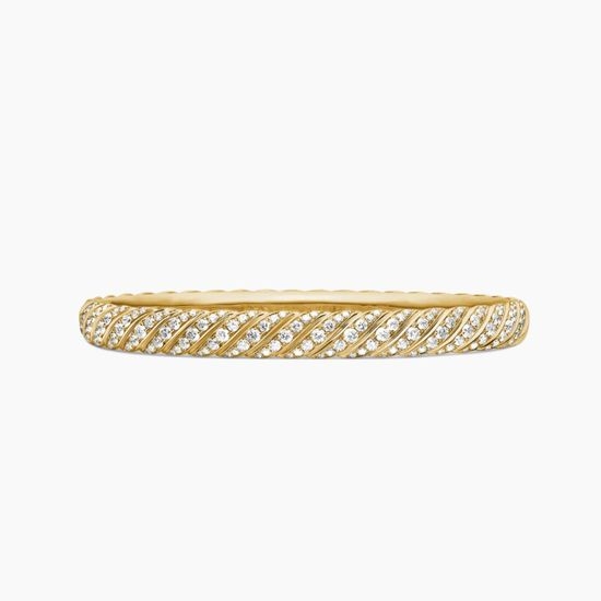 David Yurman Diamond-accented Carved Wave Bangle Fine Jewelry