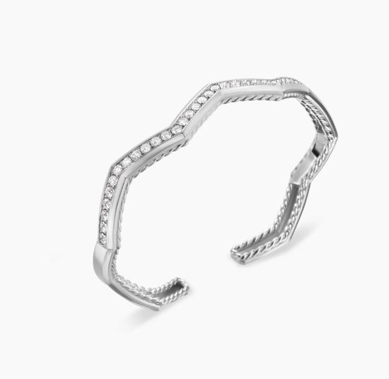 David Yurman Silver Rhinestone Cuff Bangle