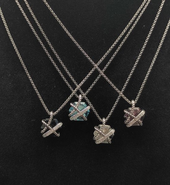 David Yurman Hexagonal Diamond Pendant Necklace