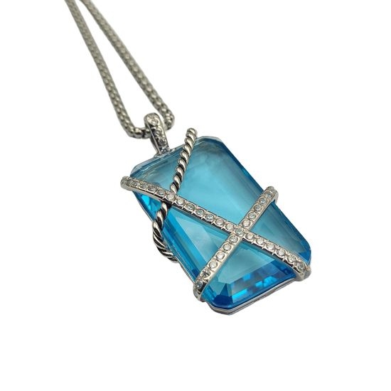 David Yurman Blue Quartz Pendant Chain Necklace