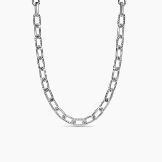 David Yurman Silver Pavé Link Chain Necklace