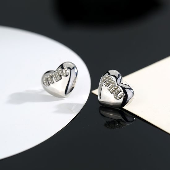 Miu Miu Heart Shaped Stud Earrings with Silver Post
