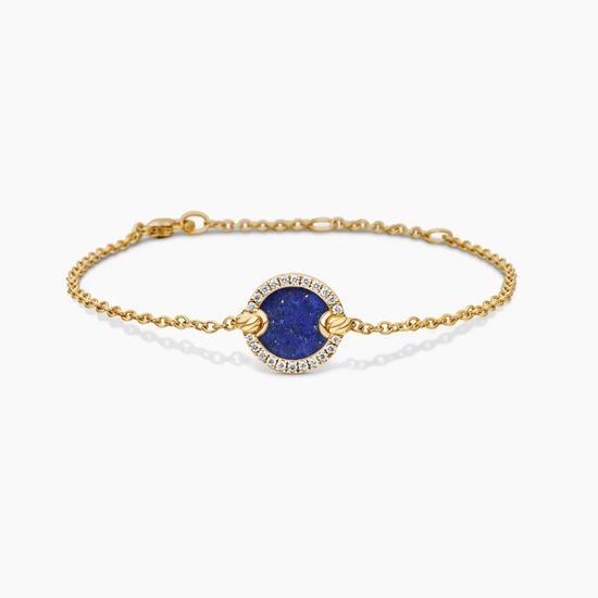 David Yurman Gold Diamond Lapis Lazuli Bracelet