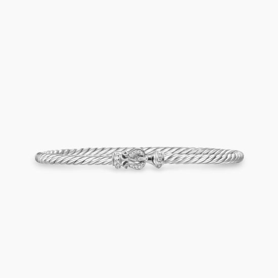 David Yurman Silver Diamond Hook Head Bangle