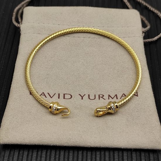 David Yurman Gold Diamond Hook Head Bangle