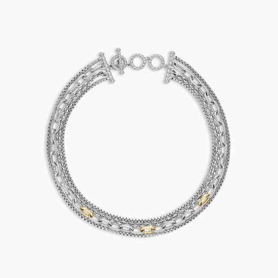 David Yurman Silver Multi Row Chain Necklace Adjustable